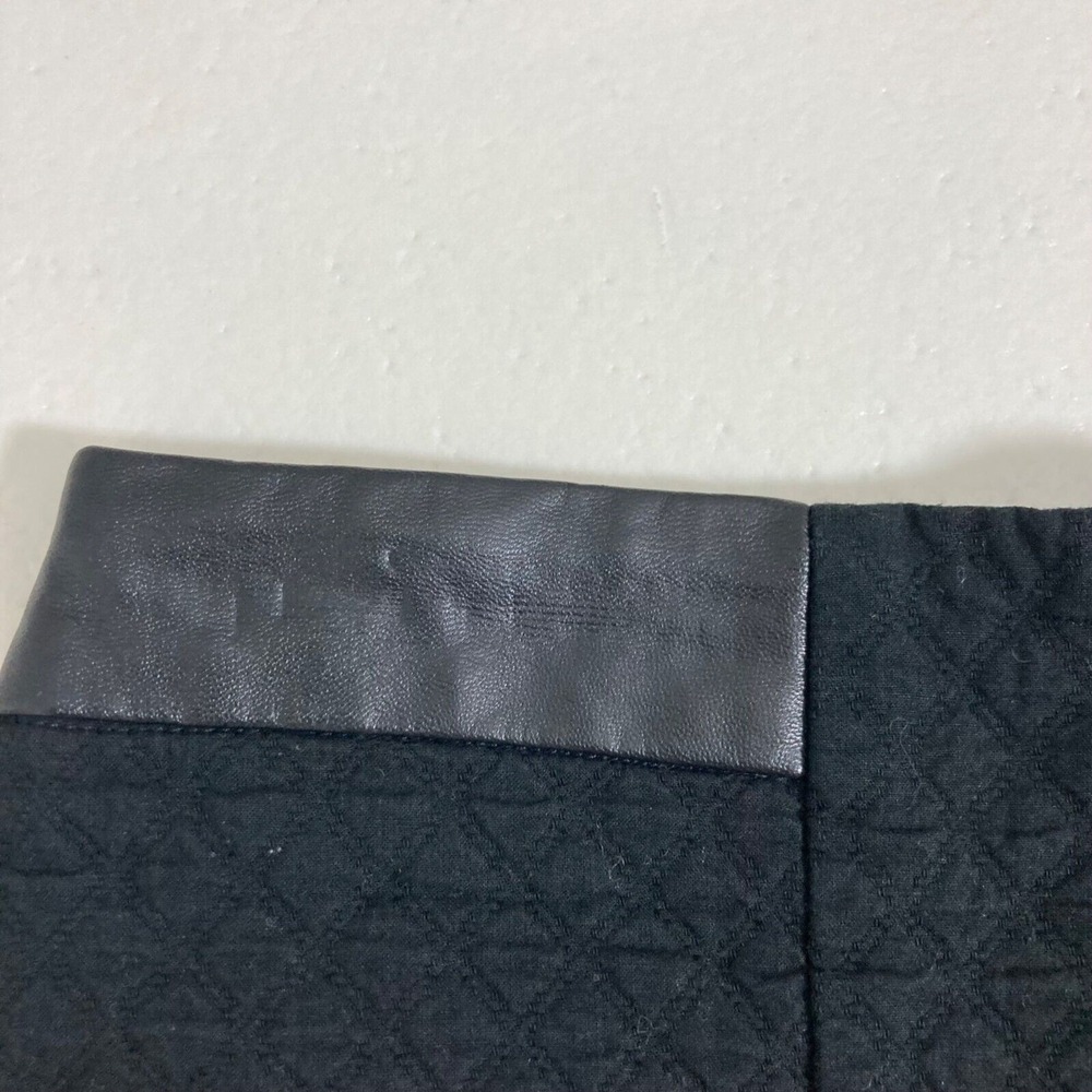 Mango Casual Mini Skirt Womens 2 Black Quilted Faux Leather Trim Pockets - Picture 9 of 12